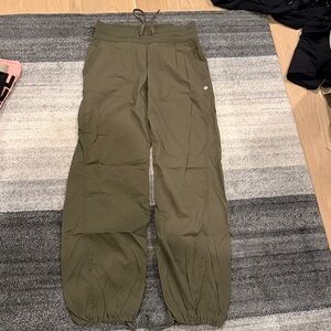 Lululemon Army Green Striped Parachute Pants